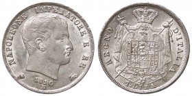 ZECCHE ITALIANE - MILANO - Napoleone I, Re d'Italia (1805-1814) - Lira 1810 Pag. 43; Mont. 255 (AG g. 5)Puntali aguzzi
qFDC