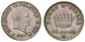 ZECCHE ITALIANE - MILANO - Napoleone I, Re d'Italia (1805-1814) - 10 Soldi 1814 Pag. 58; Mont. 276 (AG g. 2,5)
FDC