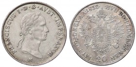 ZECCHE ITALIANE - MILANO - Francesco I d'Asburgo-Lorena (1815-1835) - 20 Kreuzer 1832 Pag. 147; Mont. 361 AG
SPL/SPL+