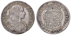 ZECCHE ITALIANE - NAPOLI - Carlo II, secondo periodo (1675-1700) - Carlino 1688 P.R. 34; MIR 302/1 (AG g. 2,52)Senza sigle sotto il busto
SPL