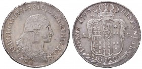 ZECCHE ITALIANE - NAPOLI - Ferdinando IV di Borbone (primo periodo, 1759-1799) - Piastra 1790 P.R. 54b; Mont. 207 NC (AG g. 27,33)Sigle: D/ P; R/ M A-...