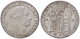 ZECCHE ITALIANE - NAPOLI - Ferdinando IV di Borbone (primo periodo, 1759-1799) - Mezza piastra 1796 P.R. 75; Mont. 231 (AG g. 13,74) Ottima conservazi...