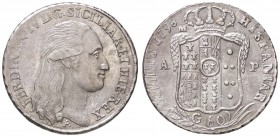 ZECCHE ITALIANE - NAPOLI - Ferdinando IV di Borbone (primo periodo, 1759-1799) - Mezza piastra 1798 P.R. 76; Mont. 233 (AG g. 13,79)
qFDC