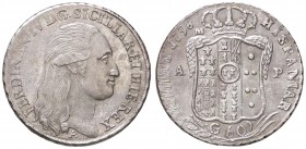 ZECCHE ITALIANE - NAPOLI - Ferdinando IV di Borbone (primo periodo, 1759-1799) - Mezza piastra 1798 P.R. 76; Mont. 233 (AG g. 13,79)
qFDC