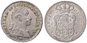 ZECCHE ITALIANE - NAPOLI - Ferdinando IV di Borbone (primo periodo, 1759-1799) - Tarì 1790 P.R. 80; Mont. 239 RR (AG g. 4,55)Sigle D/P, R/C C-C Eccezi...