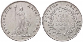 ZECCHE ITALIANE - NAPOLI - Repubblica Napoletana (1799) - 12 Carlini 1799 Mont. 331 (AG g. 27,55)Scritta NAPOLITANA distante dal pileo
SPL