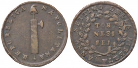 ZECCHE ITALIANE - NAPOLI - Repubblica Napoletana (1799) - 6 Tornesi 1799 P.R. 3; Mont. 334 R (CU g. 17,33)
qSPL