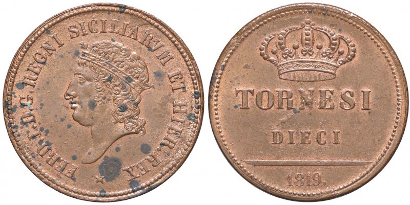 ZECCHE ITALIANE - NAPOLI - Ferdinando I di Borbone (1816-1825) - 10 Tornesi 1819...