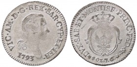 SAVOIA - Vittorio Amedeo III (1773-1796) - 7,6 soldi 1793 Mont. 386 R (MI g. 4,03)
qFDC