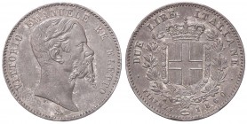 SAVOIA - Vittorio Emanuele II Re eletto (1859-1861) - 2 Lire 1860 F Pag. 436; Mont. 112 R AG Segnetto al D/
bello SPL