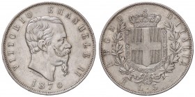 SAVOIA - Vittorio Emanuele II Re d'Italia (1861-1878) - 5 Lire 1870 R Pag. 491; Mont. 173 R AG
BB+