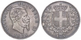 SAVOIA - Vittorio Emanuele II Re d'Italia (1861-1878) - 5 Lire 1871 R Pag. 493; Mont. 176 R AG
BB