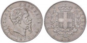 SAVOIA - Vittorio Emanuele II Re d'Italia (1861-1878) - 5 Lire 1872 R Pag. 495; Mont. 179 RR AG
BB+