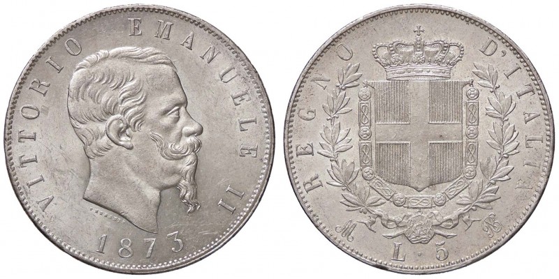 SAVOIA - Vittorio Emanuele II Re d'Italia (1861-1878) - 5 Lire 1873 M Pag. 496; ...
