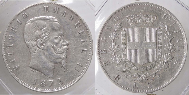 SAVOIA - Vittorio Emanuele II Re d'Italia (1861-1878) - 5 Lire 1873 R Pag. 497; ...