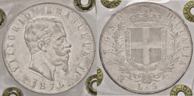 SAVOIA - Vittorio Emanuele II Re d'Italia (1861-1878) - 5 Lire 1876 R Pag. 501; Mont. 188 AG Sigillata Giuseppe Familiari
qFDC/FDC