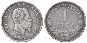 SAVOIA - Vittorio Emanuele II Re d'Italia (1861-1878) - Lira 1863 T Valore Pag. 517; Mont. 207 RRR AG
qBB/BB