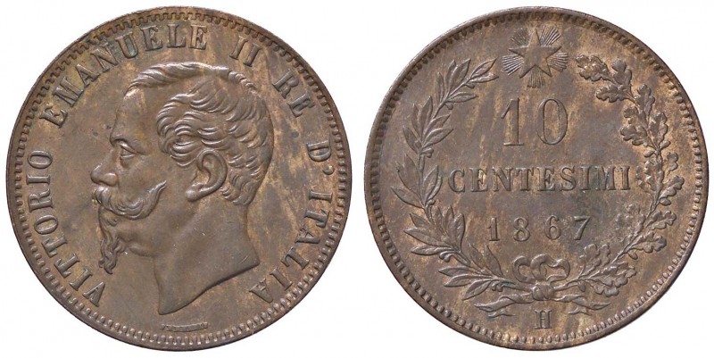 SAVOIA - Vittorio Emanuele II Re d'Italia (1861-1878) - 10 Centesimi 1867 H Pag....