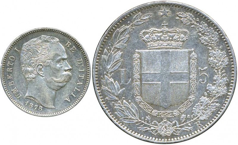 SAVOIA - Umberto I (1878-1900) - 5 Lire 1878 Pag. 589; Mont. 32 RR AG
SPL