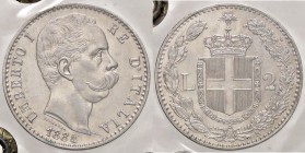 SAVOIA - Umberto I (1878-1900) - 2 Lire 1884 Pag. 594; Mont. 39 AG Ex Inasta 18, lotto 1780 - Sigillata con il cartellino dell'asta con la nota "Segne...