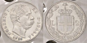 SAVOIA - Umberto I (1878-1900) - 2 Lire 1898 Pag. 599; Mont. 44 R AG Ex Inasta 12, lotto 2976 - Sigillata con il cartellino dell'asta con la nota "Seg...