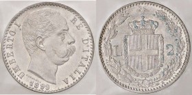 SAVOIA - Umberto I (1878-1900) - 2 Lire 1899 Pag. 600; Mont. 45 AG Ex Inasta 11, lotto 1888 - Sigillata con il cartellino dell'asta
qFDC/FDC