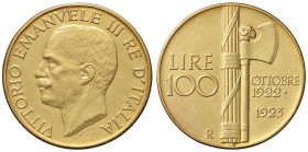 SAVOIA - Vittorio Emanuele III (1900-1943) - 100 Lire 1923 Fascio Pag. 644; Mont. 12 R (AU g. 32,16)
qFDC