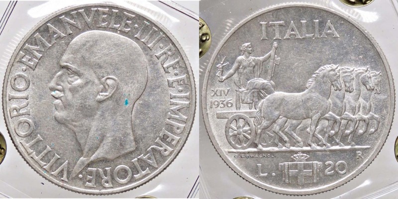 SAVOIA - Vittorio Emanuele III (1900-1943) - 20 Lire 1936 XIV Impero Pag. 681; M...
