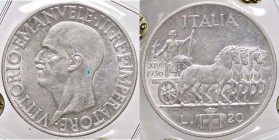 SAVOIA - Vittorio Emanuele III (1900-1943) - 20 Lire 1936 XIV Impero Pag. 681; Mont. 78 R AG Ex Inasta 28, lotto 2259 - Sigillata con il cartellino de...
