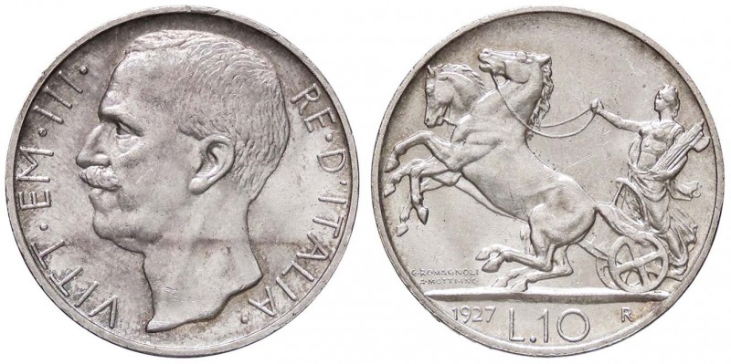 SAVOIA - Vittorio Emanuele III (1900-1943) - 10 Lire 1927 * Biga Pag. 692; Mont....