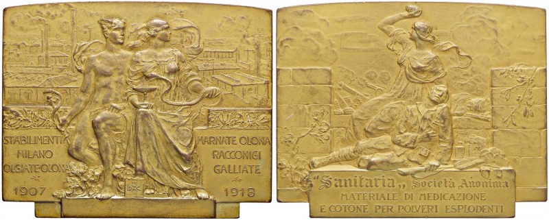 MEDAGLIE - CITTA' - Milano - Placchetta 1918 - Società sanitaria MD mm 64x79
SP...