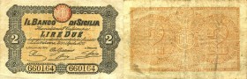 CARTAMONETA - SICILIA - Banco di Sicilia - Fedi di Credito - 2 Lire 27/04/1870 Gav. 241 RRRRR
BB