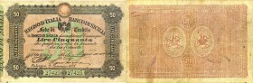 CARTAMONETA - SICILIA - Banco di Sicilia - Fedi di Credito - 50 Lire 02/01/1875 Gav. 246 RRR Forellini diffusi - Con certificato Michele Straziota
BB