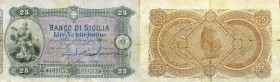CARTAMONETA - SICILIA - Banco di Sicilia - Biglietti al portatore (1866-1867) - 25 Lire 05/02/1891 Gav. 259 RRRRR Mazzoni/Manimacco Con certificato Fr...