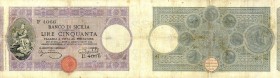 CARTAMONETA - SICILIA - Banco di Sicilia - Biglietti al portatore (1866-1867) - 50 Lire 24/12/1913 Gav. 272 Squartini/Bortolotti Restauri
meglio di M...