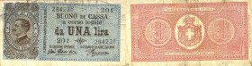 CARTAMONETA - BUONI DI CASSA - Vittorio Emanuele III (1900-1943) - Lira 10/07/1921 - Serie 201- Alfa 14; Lireuro 3D RRRR Dell'Ara/Porena
qBB