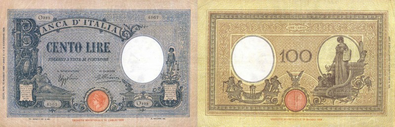 CARTAMONETA - BANCA d'ITALIA - Vittorio Emanuele III (1900-1943) - 100 Lire - Ba...