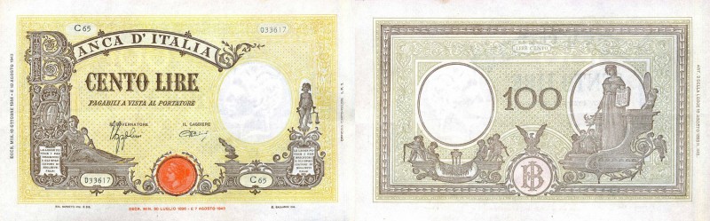 CARTAMONETA - BANCA d'ITALIA - Luogotenenza (1944-1946) - 100 Lire - Barbetti 10...