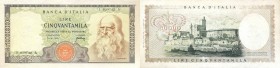 CARTAMONETA - BANCA d'ITALIA - Repubblica Italiana (monetazione in lire) (1946-2001) - 50.000 Lire - Leonardo 03/07/1967 Alfa 890; Lireuro 78A RR Carl...