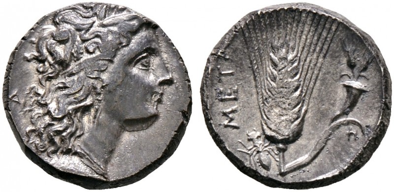 Griechische Münzen. Lukania. Metapont 
Didrachme um 280 v. Chr. Demeterkopf mit...