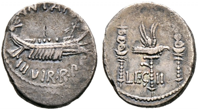 Römische Münzen. Imperatorische Prägungen. Marcus Antonius † 30 v. Chr. 
Denar ...
