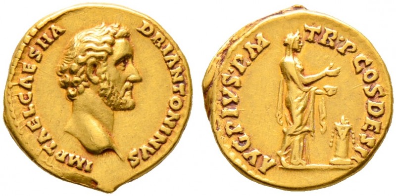 Römische Münzen. Kaiserzeit. Antoninus Pius 138-161 
Aureus 138 -Rom-. IMP T AE...