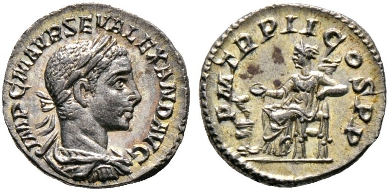 Römische Münzen. Kaiserzeit. Severus Alexander 222-235 
Denar 223 -Rom-. IMP C ...