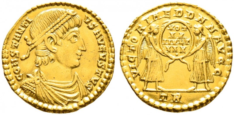 Römische Münzen. Kaiserzeit. Constantius II. 337-361 
Solidus um 345 -Trier-. C...