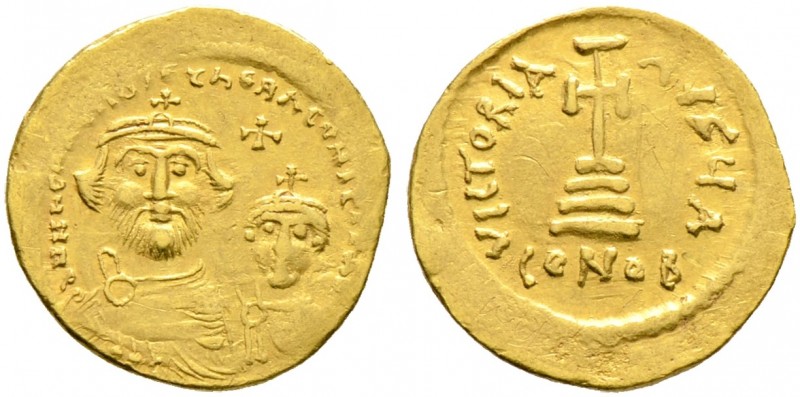 Byzantinische Münzen. Heraclius mit Heraclius Constantinus 613-641 
Solidus 616...