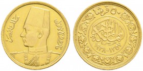Ausländische Münzen und Medaillen. Ägypten. Farouk I. 1937-1952 AD/1355-1372 AH 
50 Piastres 1938 (AH 1357). Ein zweites Exemplar. KM 371, Fr. 112. 4...