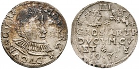 Ausländische Münzen und Medaillen. Baltikum-Kurland. Friedrich Kettler 1587-1642 
Dreigröscher 1597 -Mitau-. Kruggel/Gerbasevskis 5.1, Kopicki 4036 (...