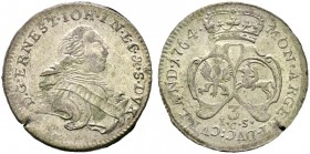 Ausländische Münzen und Medaillen. Baltikum-Kurland. Ernst Johann Biron 1737-1740, 1762-1769 
3 Gröscher 1764 -Mitau-. Ohne Signatur S. Kruggel/Gerba...