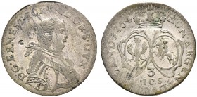 Ausländische Münzen und Medaillen. Baltikum-Kurland. Ernst Johann Biron 1737-1740, 1762-1769 
3 Gröscher 1764 -Mitau-. Mit Signatur S am Armabschnitt...