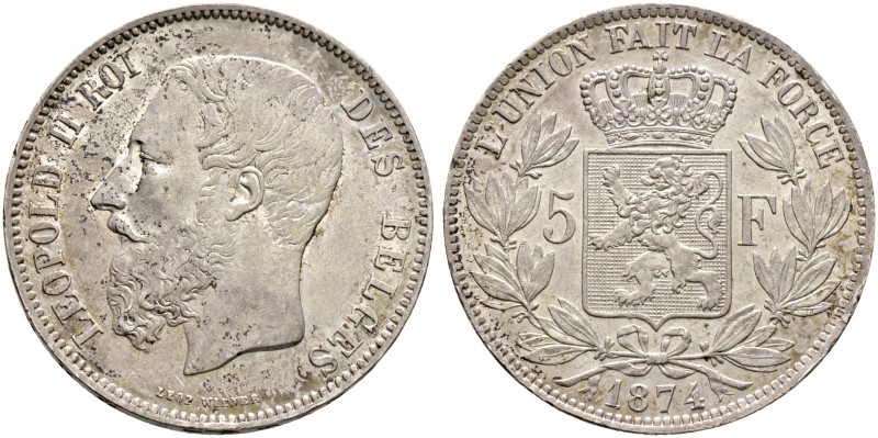 Ausländische Münzen und Medaillen. Belgien-Königreich. Leopold II. 1865-1909 
5...